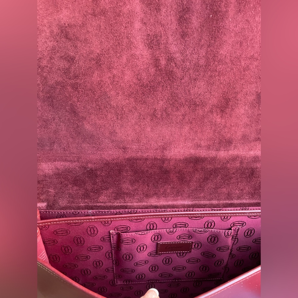 Authentic Cartier Must Women's Leather Shoulder Bag Bordeaux - Picture 9 of 16
